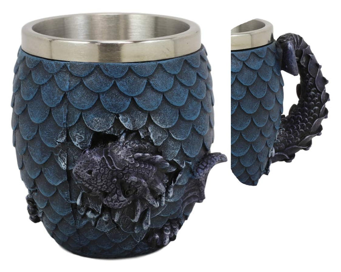 Ebros Medieval Khaleesi's Elemental Dragon Colorful Scale Egg With Hatching Wyrmling Small Coffee Tea Mug Cup 3.75" High Fantasy GOT Themed Dungeons And Dragons Drinking Cups (Water Blue)