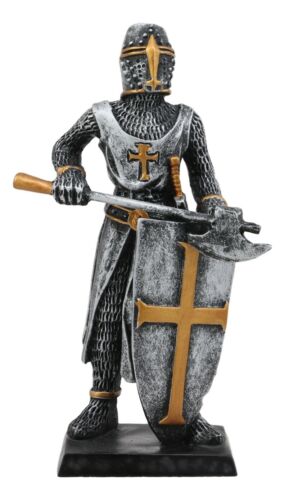 Ebros Medieval Knight Crusader Axeman Dollhouse Miniature Figurine 4" H Suit Of Armor