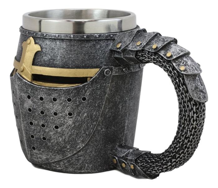 Ebros Medieval Knight Of The Cross Suit Of Armor Helm Drinkware Mug Cup 6.5"L