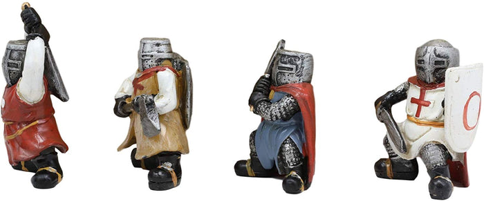 Ebros Medieval Knights Crusaders With Swords Axe & Shield Figurine Set Of 4