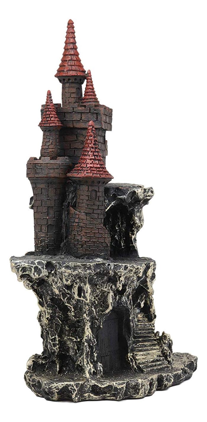 Ebros Medieval Renaissance Castle Tower Fortress By Rocky Cliff Display Stand Statue With Color Changing LED Night Light 13.25" Tall For Miniature Dragons Decorative Figurine