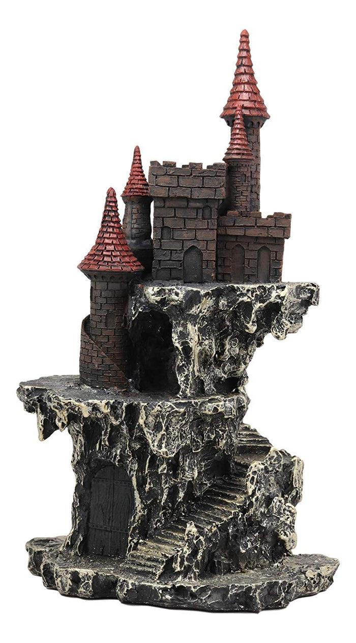 Ebros Medieval Renaissance Castle Tower Fortress By Rocky Cliff Display Stand Statue With Color Changing LED Night Light 13.25" Tall For Miniature Dragons Decorative Figurine