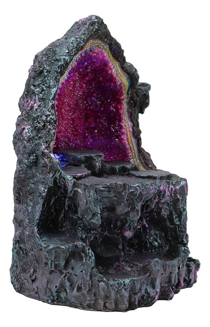 Ebros Medieval Renaissance Faux Crystal Cave Rock Geode With Color Changing LED Night Light Display Stand Statue 10.5" Tall For Miniature Dragons Decorative Figurine Housing Fantasy Sculptures