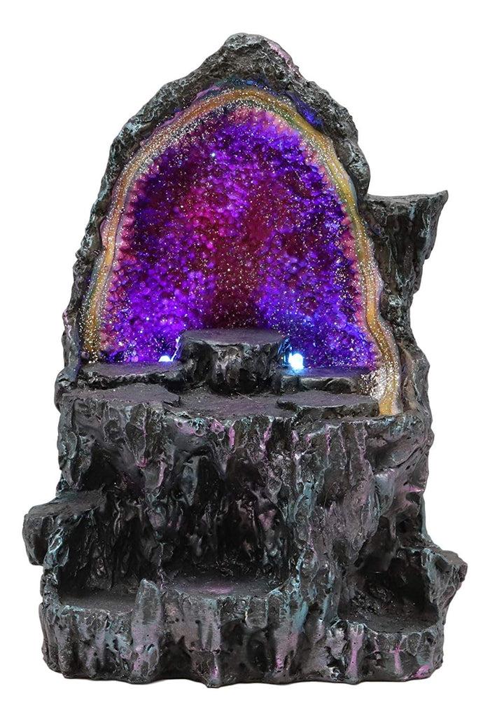 Ebros Medieval Renaissance Faux Crystal Cave Rock Geode With Color Changing LED Night Light Display Stand Statue 10.5" Tall For Miniature Dragons Decorative Figurine Housing Fantasy Sculptures