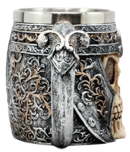 Ebros Medieval Roman Skull Mug Beer Stein Tankard Cup 13oz Resin Body With Stainless Steel Liner