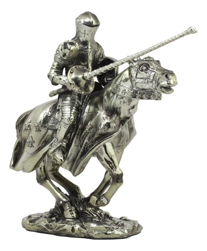 Ebros Medieval Suit Of Armor Knight Jousting On Horse Statue Medieval Tournament Heavy Cavalry Champion With Lance Decorative Figurine