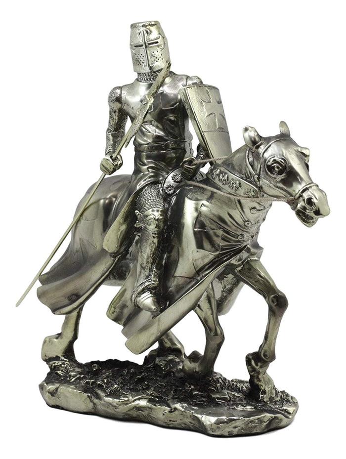 Ebros Medieval Suit Of Armor Knight With Poleaxe On Cavalry Horse Statue 9" Long Medieval Warfare Heavy Cavalry Champion With Pollaxe Decorative Figurine
