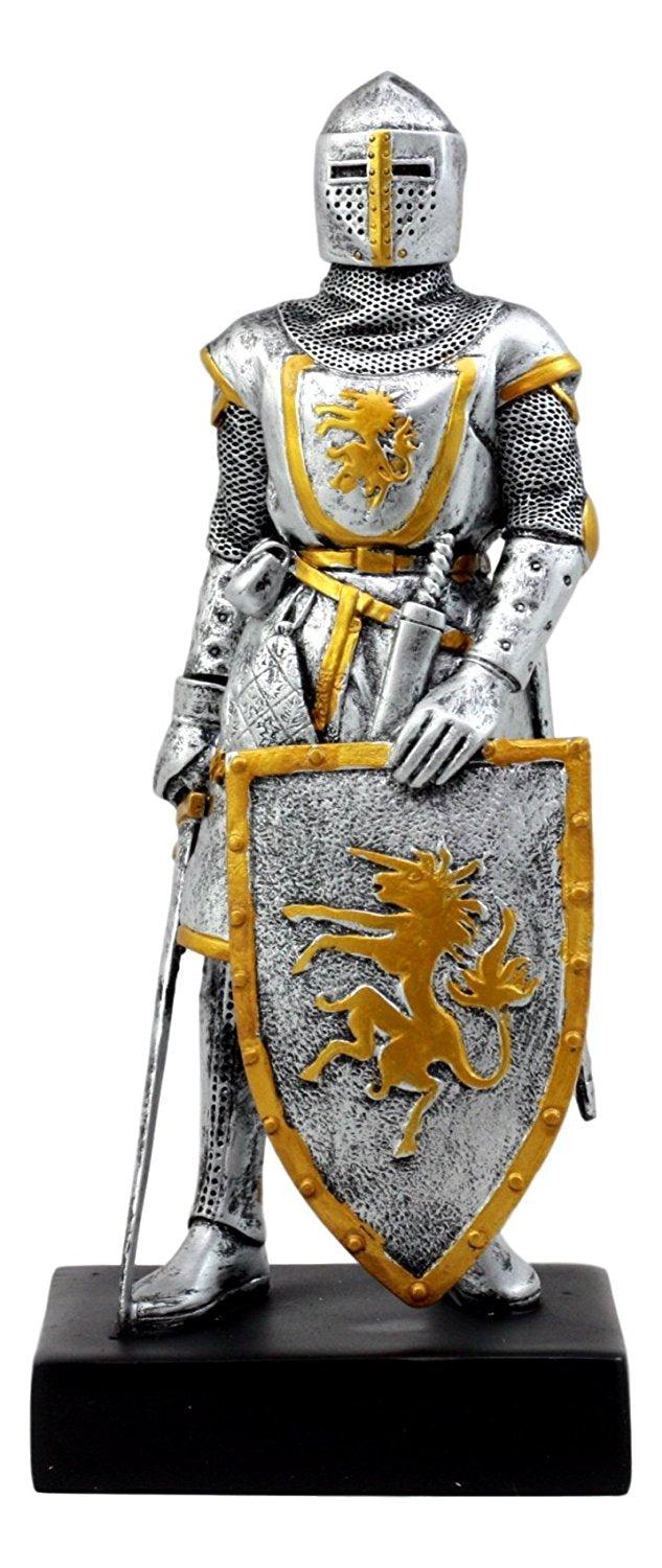 Ebros Medieval Swordsman Knight Of Heraldry Figurine 8.75"Tall Suit Of Armor