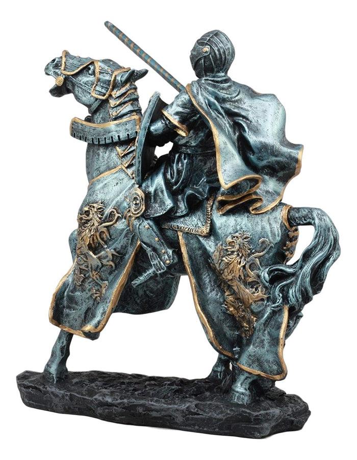 Ebros Medieval Tournament Jousting Suit Of Armor Knight Charging On Cavalry Horse Statue 11" Tall Renaissance Knighthood Collectible Decor