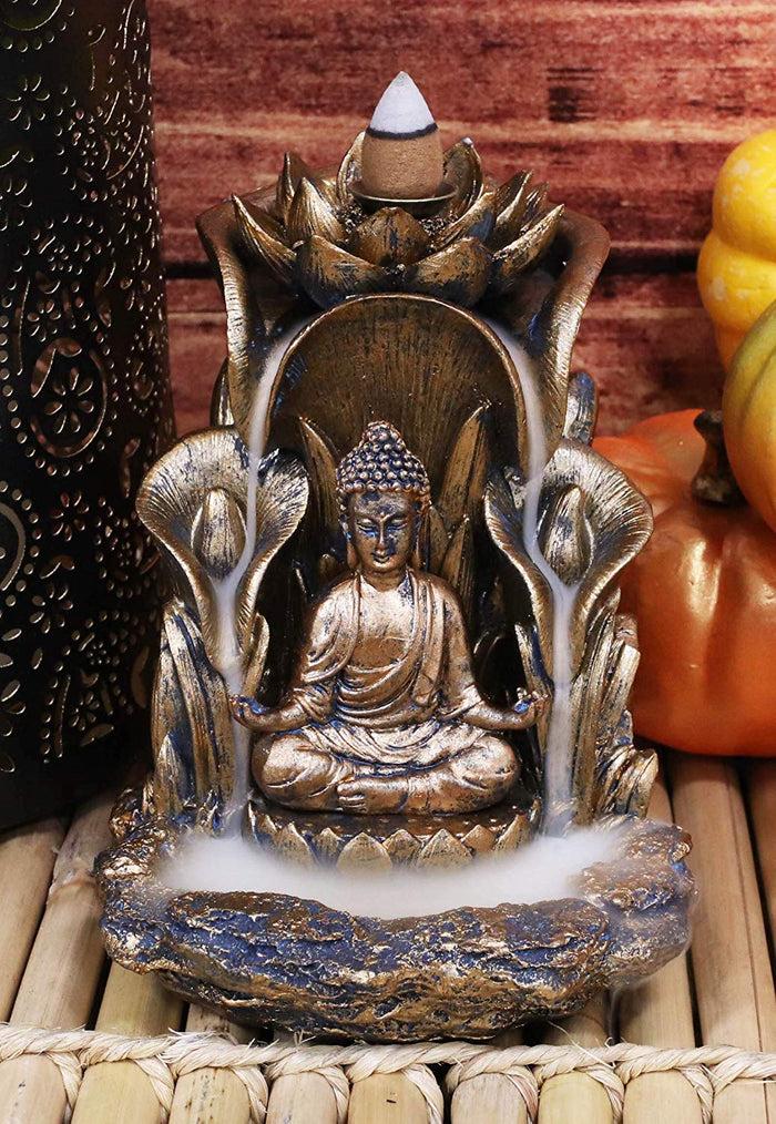 Ebros Meditating Buddha Gautama Amitabha Sitting On Lotus Backflow Cone Incense Burner 5.25"H Ebros Meditating Buddha Gautama Amitabha Sitting On Lotus Backflow Cone Incense Burner 5.25"H