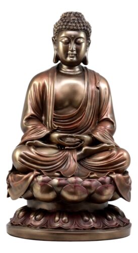 Ebros Meditating Buddha On Lotus Throne Statue 15"H Shakyamuni Enlightened One