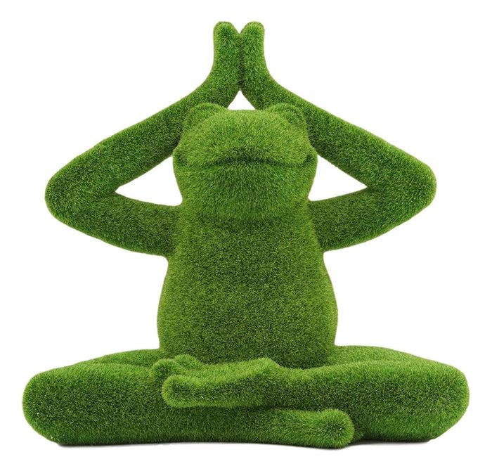 Ebros Meditating Yoga Frog Garden Statue In Flocked Artificial Moss Finish