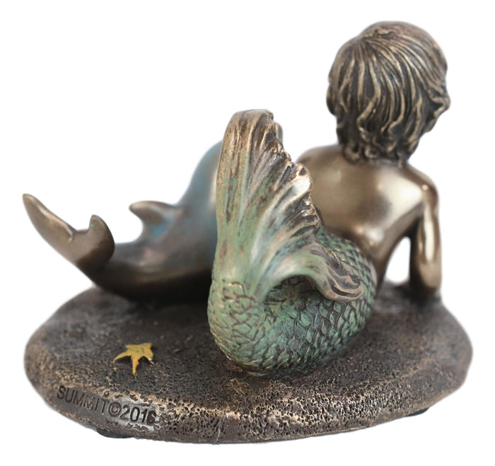 Ebros Merbaby Dolphin Figurine 3.75" L Small Mermaid Baby Playing With Dolphin