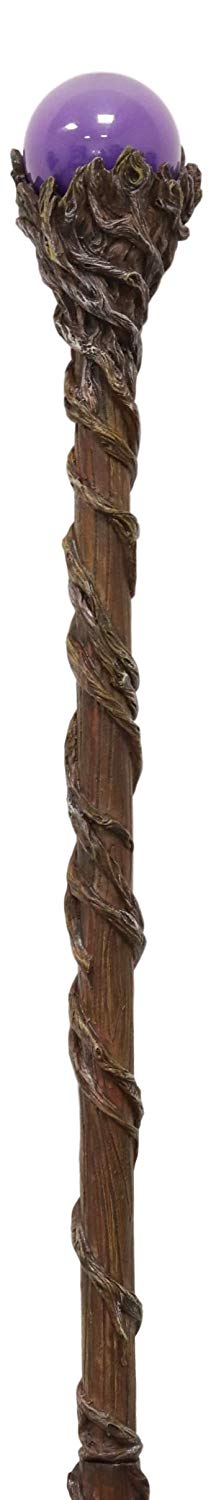 Ebros Merlin The Wizard Sorcerer Twisted Vines Staff With Purple Orb Handle 67"L