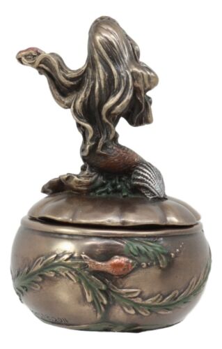 Ebros Mermaid Sitting On Oyster Sea Shell Small Jewelry Decorative Trinket Box