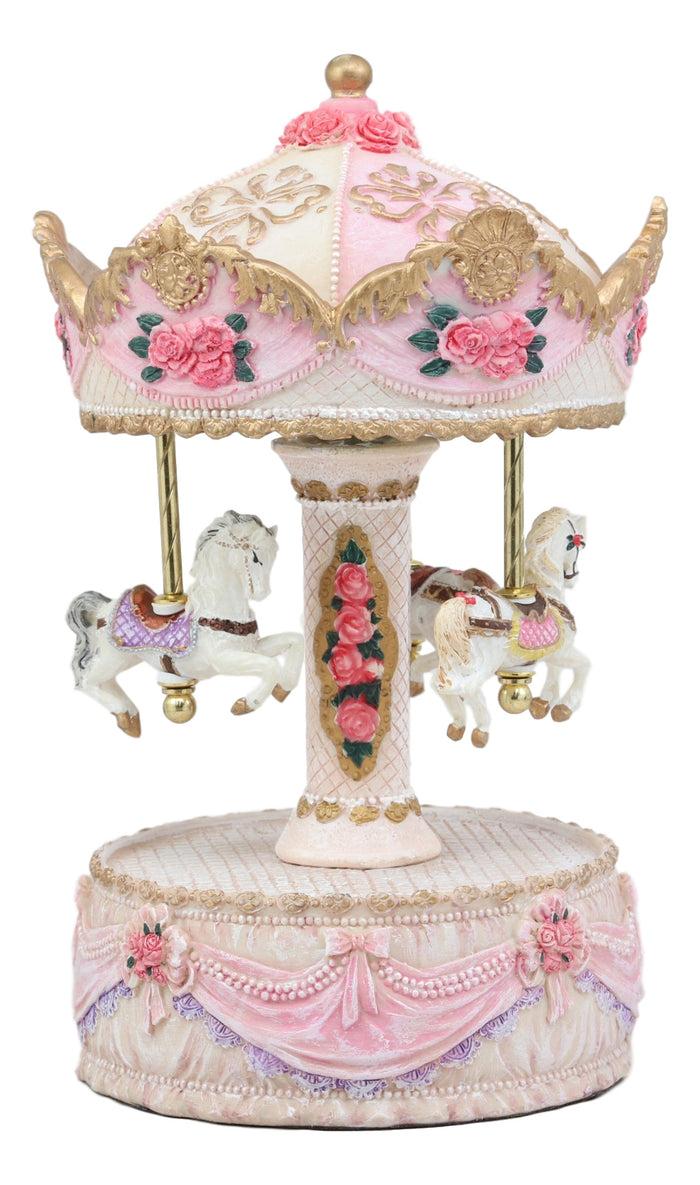 Ebros Merry Go Round Princess Pink Ponies Musical Carousel With Toyland Tune