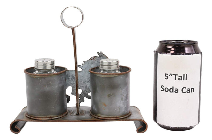Ebros Metal Rustic Farm Milk Caddy With Horse Salt And Pepper Shakers Holder Set