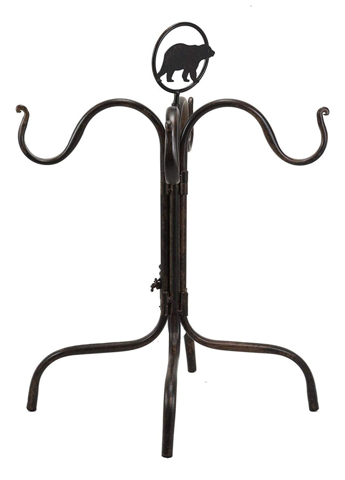 Ebros Metal Rustic Forest Black Bear Mug Tree Holder Organizer Rack Stand With 4 Hooks