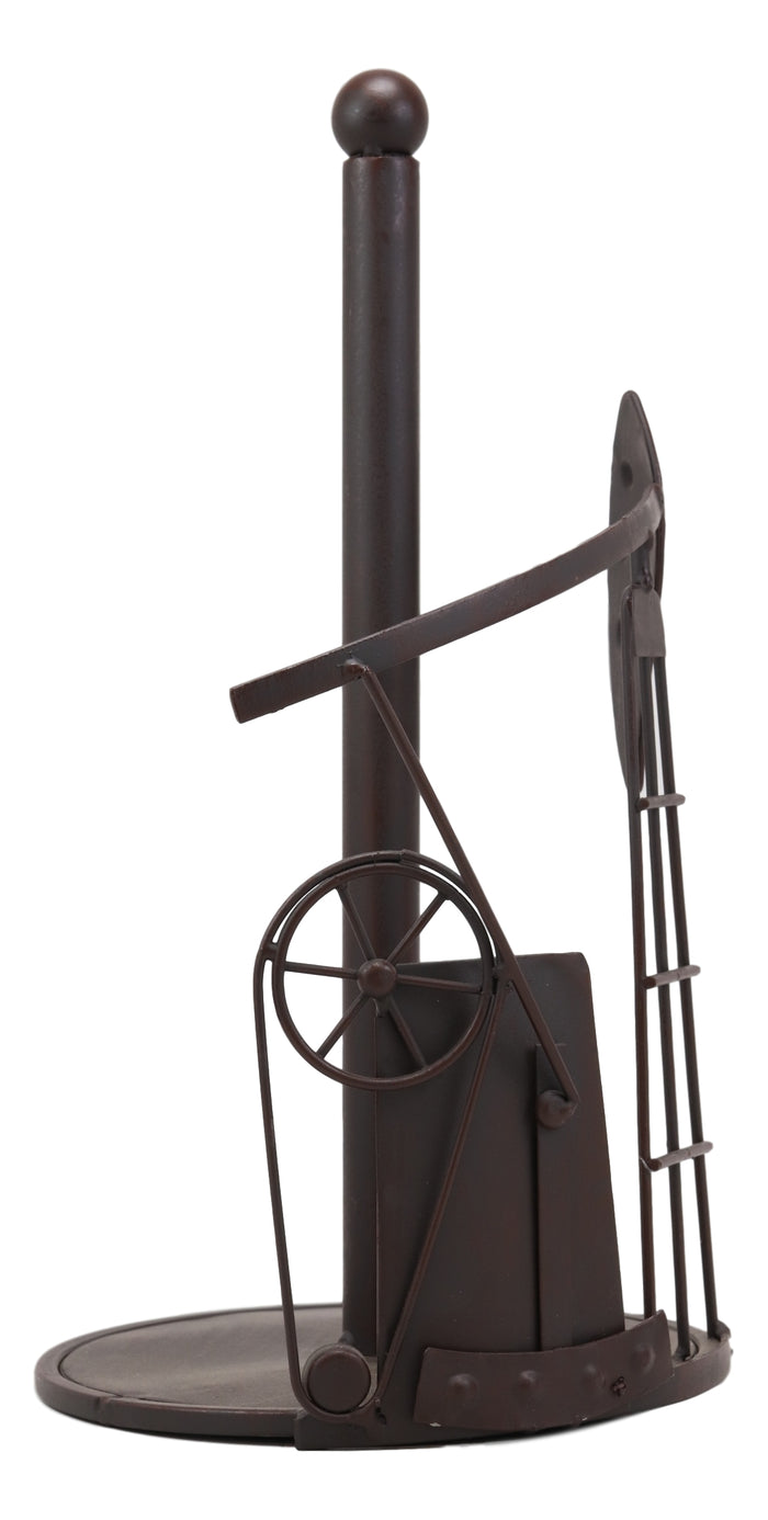 Ebros Metal Vintage Oil And Gas Derrick Rig Platform Paper Towel Holder Display Stand