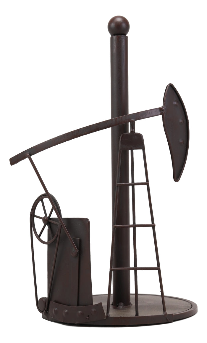 Ebros Metal Vintage Oil And Gas Derrick Rig Platform Paper Towel Holder Display Stand