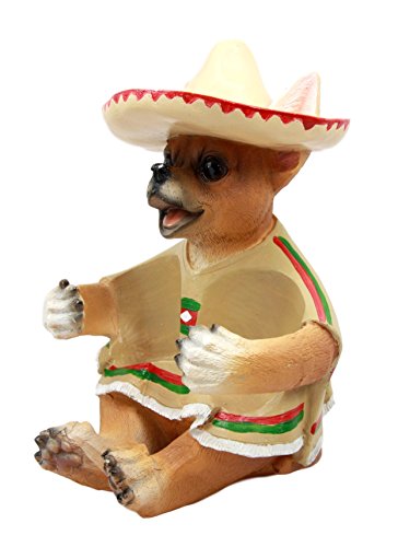 Ebros Mexican Chihuahua With Sombrero Hat And Serape Salt Pepper Shakers Holder 7"H