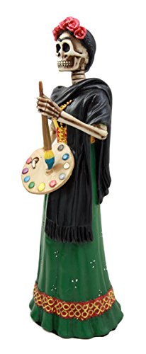 Ebros Mexican La Pintora Mexican Lady Skeleton Day Of The Dead Figurine 8.25" H