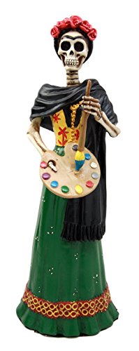 Ebros Mexican La Pintora Mexican Lady Skeleton Day Of The Dead Figurine 8.25" H