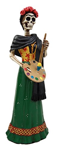 Ebros Mexican La Pintora Mexican Lady Skeleton Day Of The Dead Figurine 8.25" H