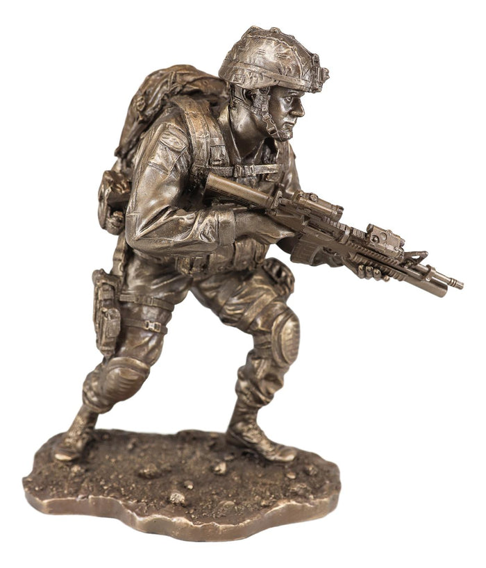 Ebros Military Marine Infantry Soldier With Rifle Taking Ground Statue 9.5"Tall