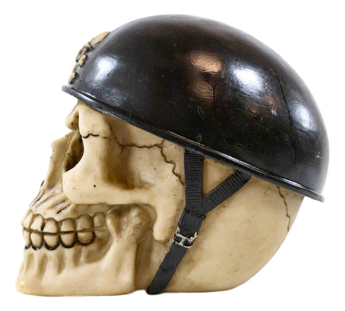 Ebros Military Skull With Crossbones Helmet Gear Figurine 5"H Skeleton Cranium Skulls