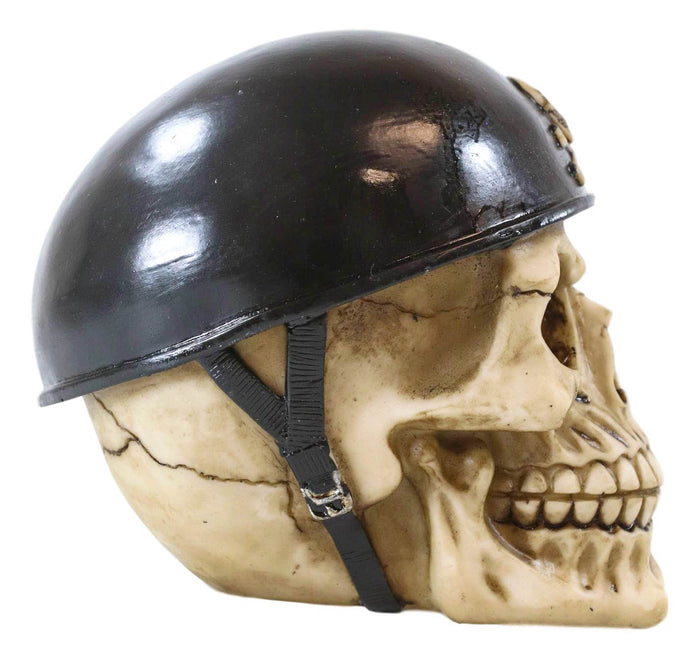Ebros Military Skull With Crossbones Helmet Gear Figurine 5"H Skeleton Cranium Skulls