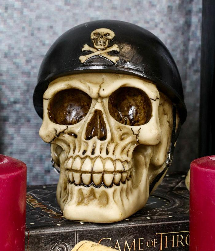 Ebros Military Skull With Crossbones Helmet Gear Figurine 5"H Skeleton Cranium Skulls