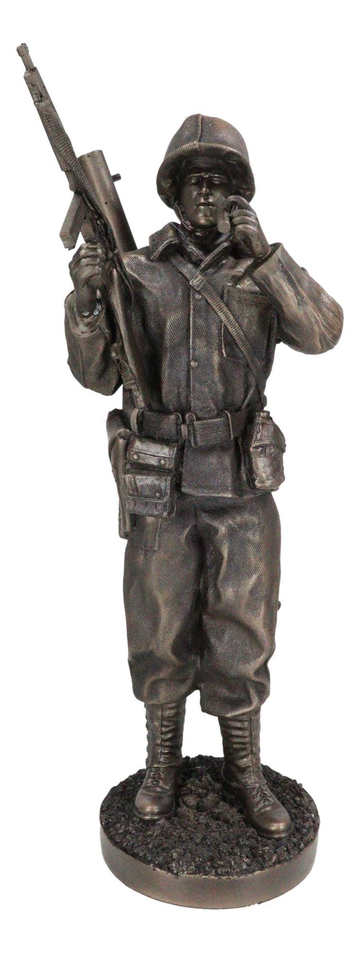 Ebros Military WW2 Staff Sergeant Squad Commander Smoking Cigar Statue Military War Era Soldier Decorative Figurine 13.25"Tall