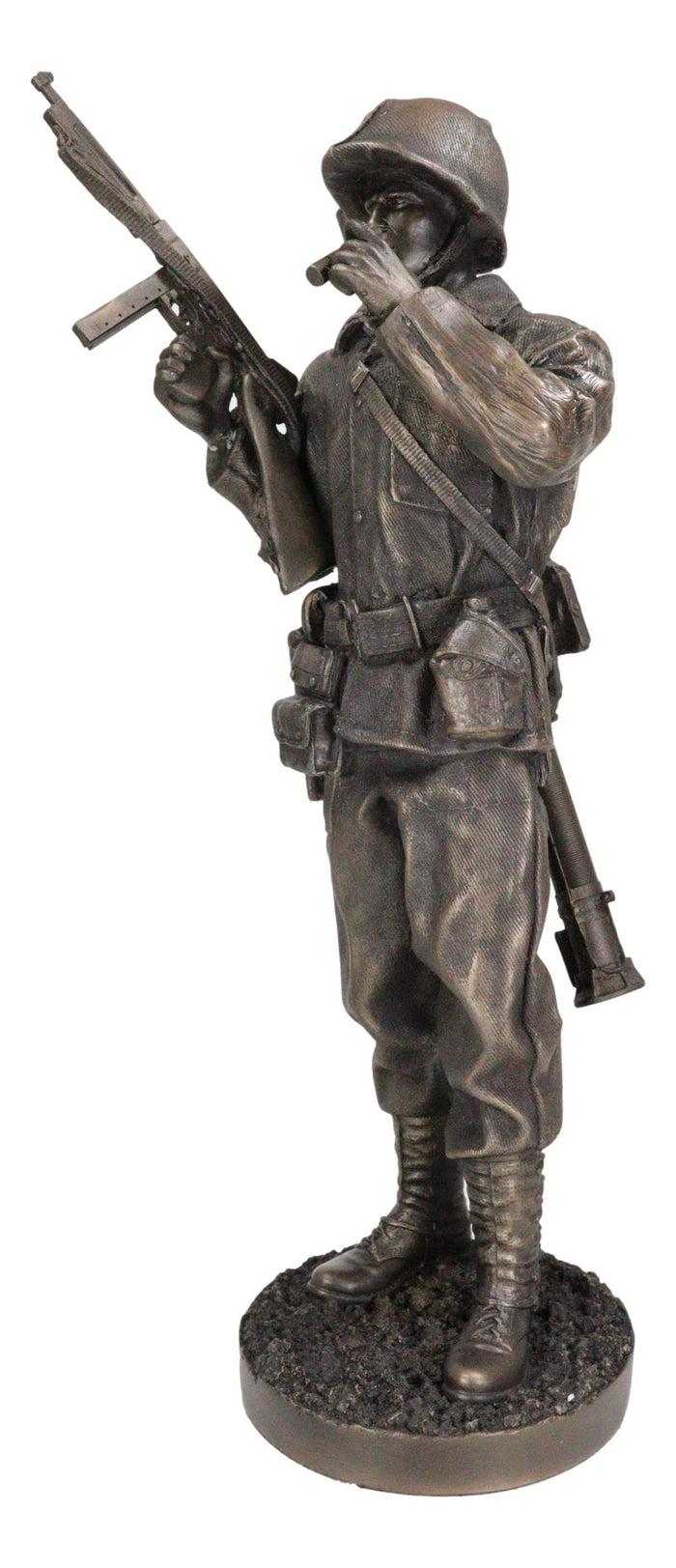 Ebros Military WW2 Staff Sergeant Squad Commander Smoking Cigar Statue Military War Era Soldier Decorative Figurine 13.25"Tall