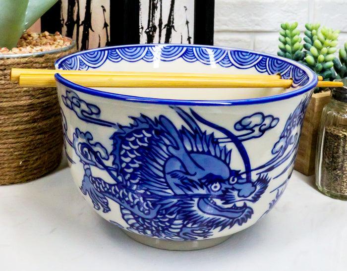 Ebros Ming Dragon Ramen Soup Bowl With Built In Chopsticks Rest & Chopstick