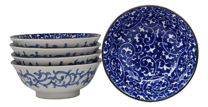 Ebros Ming Style Floral Vines Ceramic Bowls Pack Of 5 Made In Japan 32oz 8"Dia