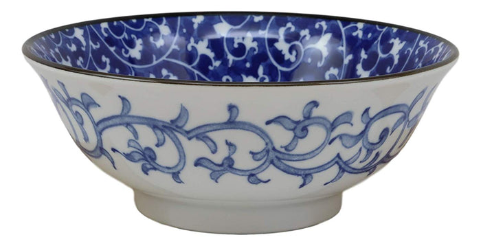 Ebros Ming Style Floral Vines Ceramic Bowls Pack Of 5 Made In Japan 32oz 8"Dia