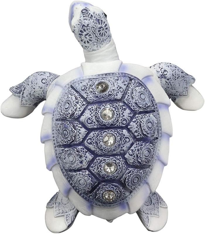 Ebros Ming Style Terracotta Blue and White Feng Shui Celestial Sea Turtle Statue with Crystals 7.5" Wide Ebros Ming Style Terracotta Blue and White Feng Shui Celestial Sea Turtle Statue with Crystals 7.5" Wide