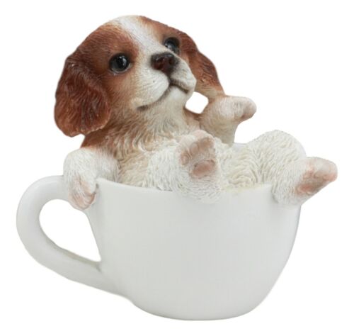 Ebros Mini Adorable Cavalier King Charles Spaniel Dog Teacup Statue Pet Pal 2.5"H