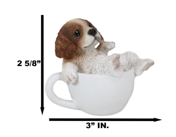 Ebros Mini Adorable Cavalier King Charles Spaniel Dog Teacup Statue Pet Pal 2.5"H
