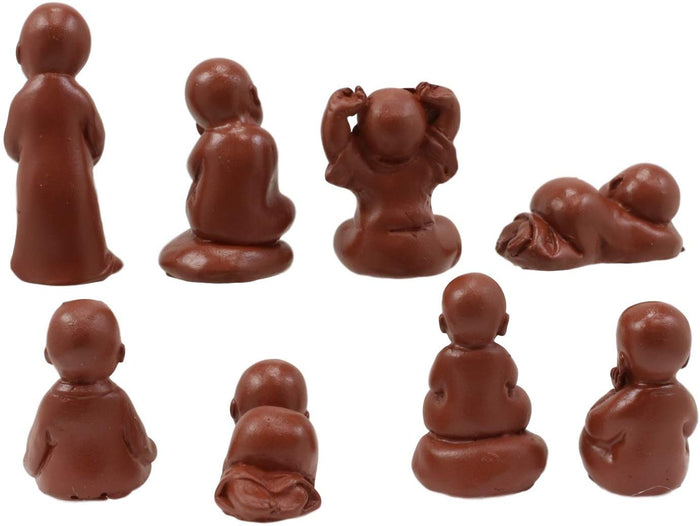Ebros Mini Hotei Jizo Buddha Monks In Multiple Poses Miniature Figurine Set Of 8
