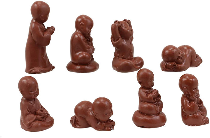 Ebros Mini Hotei Jizo Buddha Monks In Multiple Poses Miniature Figurine Set Of 8