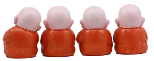Ebros Mini Hotei Joyful Buddha Figurine Set Of 4 Shaolin Kung Fu Happy Buddhist Monks