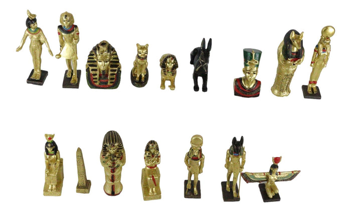 Ebros Miniature Egyptian Obelisk Gods Goddesses Pharaoh And Royalty Figurine Set Of 16
