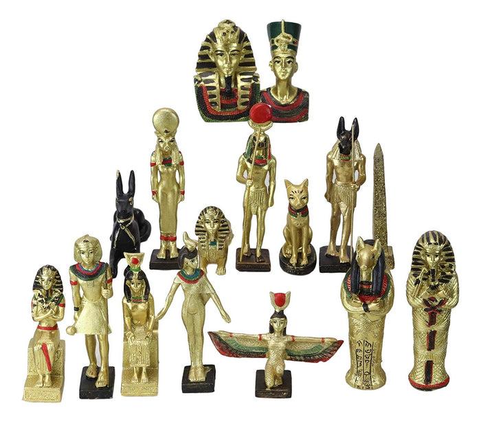 Ebros Miniature Egyptian Obelisk Gods Goddesses Pharaoh And Royalty Figurine Set Of 16