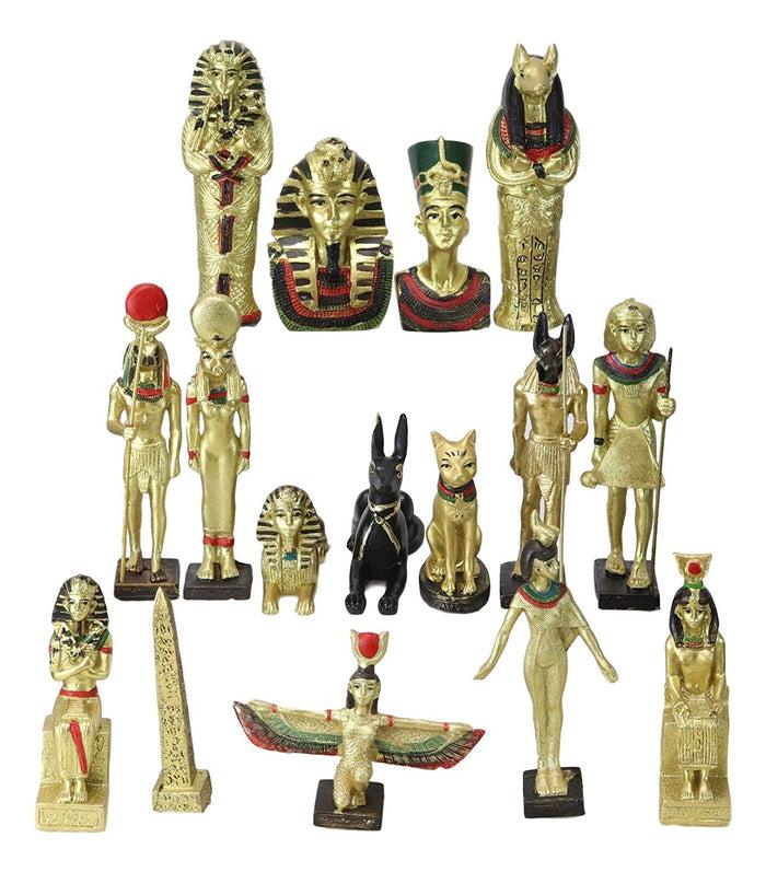 Ebros Miniature Egyptian Obelisk Gods Goddesses Pharaoh And Royalty Figurine Set Of 16