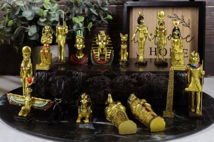 Ebros Miniature Egyptian Obelisk Gods Goddesses Pharaoh And Royalty Figurine Set Of 16