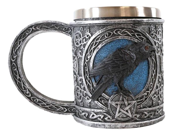 Ebros Moonlight Raven With Celtic Tribal Tattoo Drinking Mug Cup 6.25"W