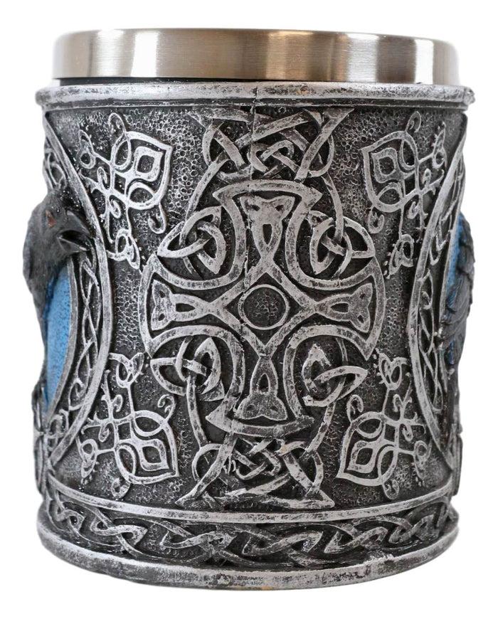 Ebros Moonlight Raven With Celtic Tribal Tattoo Drinking Mug Cup 6.25"W
