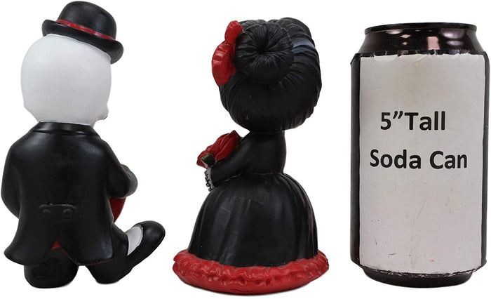 Ebros Mr And Mrs Poe Gothic Romantic Skeleton Couple With Big Red Heart SET OF 2